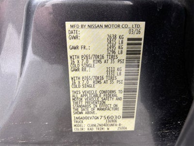 2016 Nissan Frontier SV