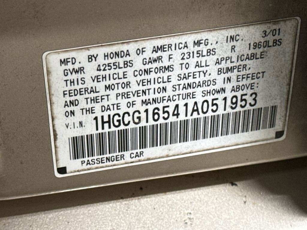 2001 Honda Accord Sdn EX w/Leather