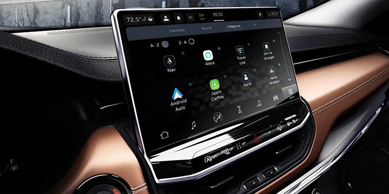 Interior design of the center console of a brand new Jeep Compass