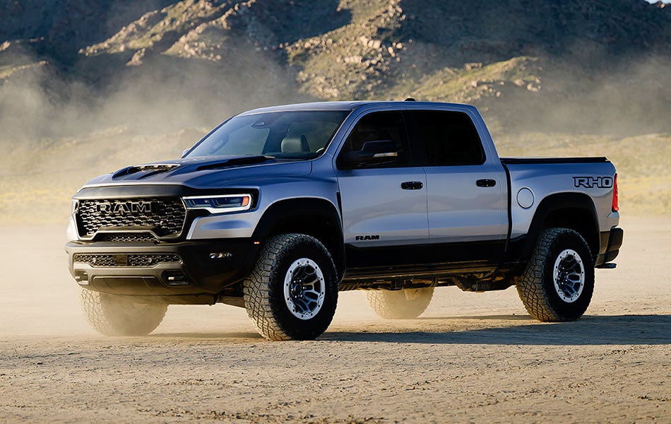 Ram pickup truck park on dusty site